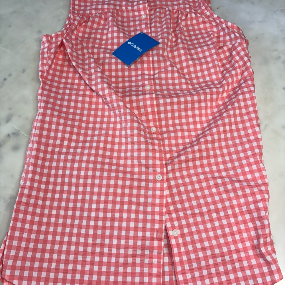 Columbia Cherry Creek Lane Pink Gingham Sleeveless Tunic
